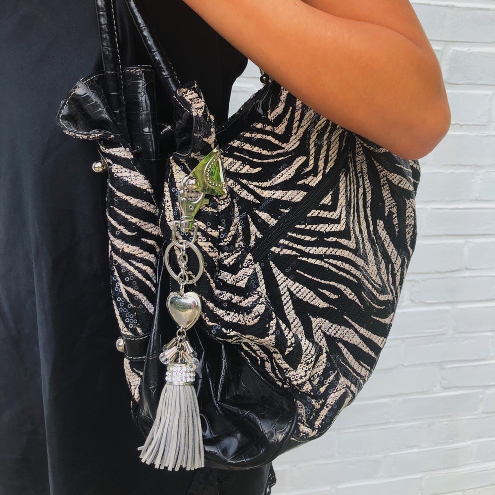 JCPenny Zebra Sequined Purse